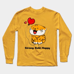 Strong Bold Happy Cute Tiger Long Sleeve T-Shirt